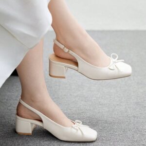 elegant ivory slingback block heels