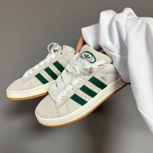 White and green broad strips shoes women